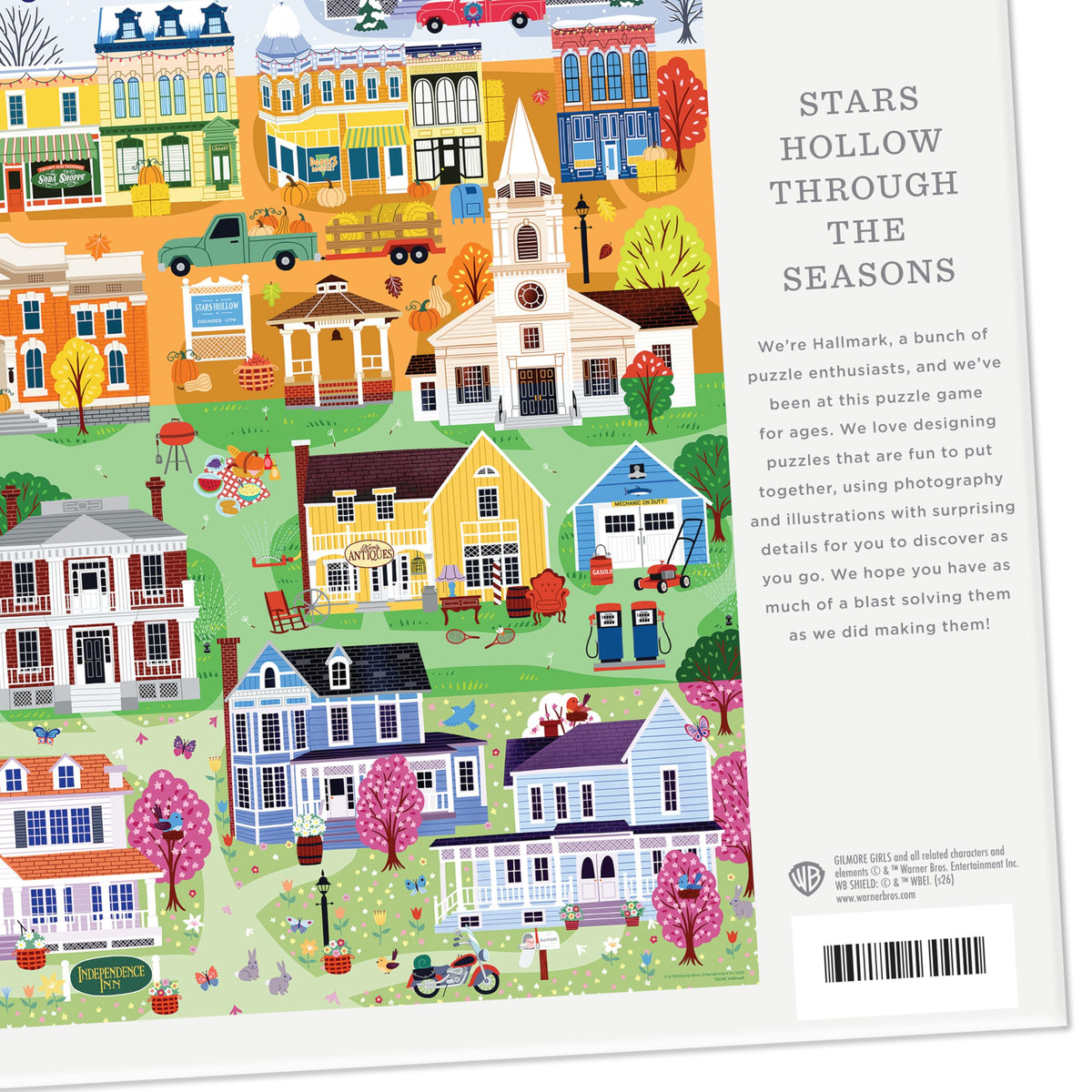 Hallmark Gilmore Girls puzzle showcases spring blossoms and lively lanes.