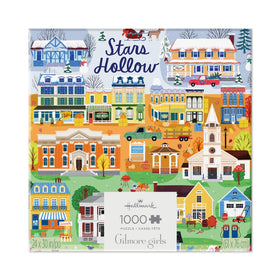 Hallmark Gilmore Girls puzzle highlights the town square gazebo in color.