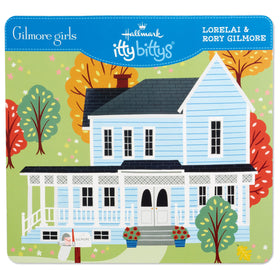 Hallmark Itty Bitty Lorelai and Rory adding Stars Hollow charm to shelves