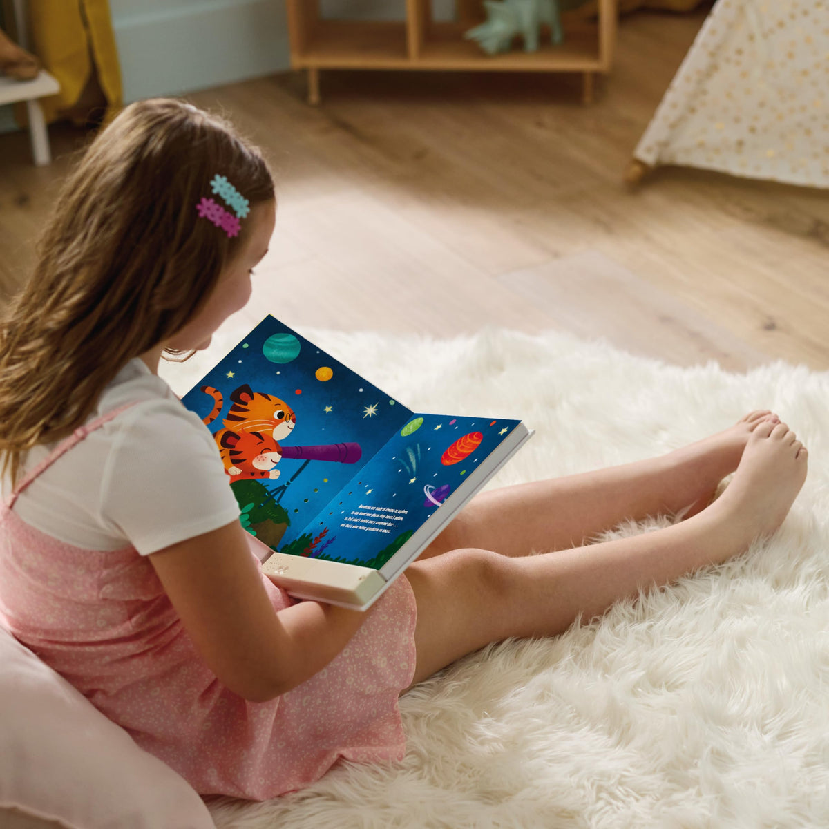 Hallmark recordable book pages showing rhyming text, perfect for bedtime reading.