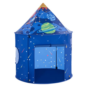 Hallo Deer Rocket Ship Tent front door enables quick play setup.