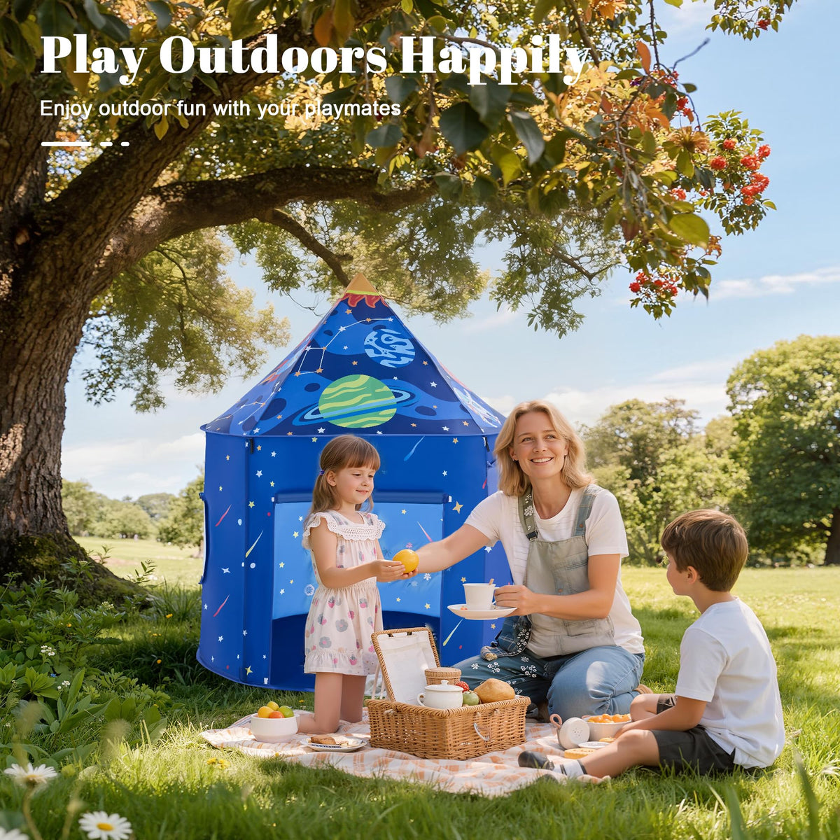 Hallo Deer Rocket Ship Tent interior supports imaginative play for kids.