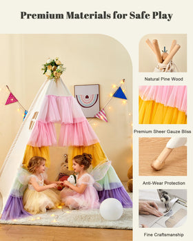 HalloDeer tepee tent breathable mesh window keeps air flowing while brightening space.