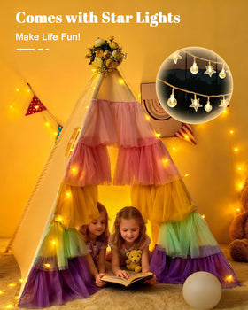 HalloDeer tepee tent foldable frame enables quick setup and easy storage.
