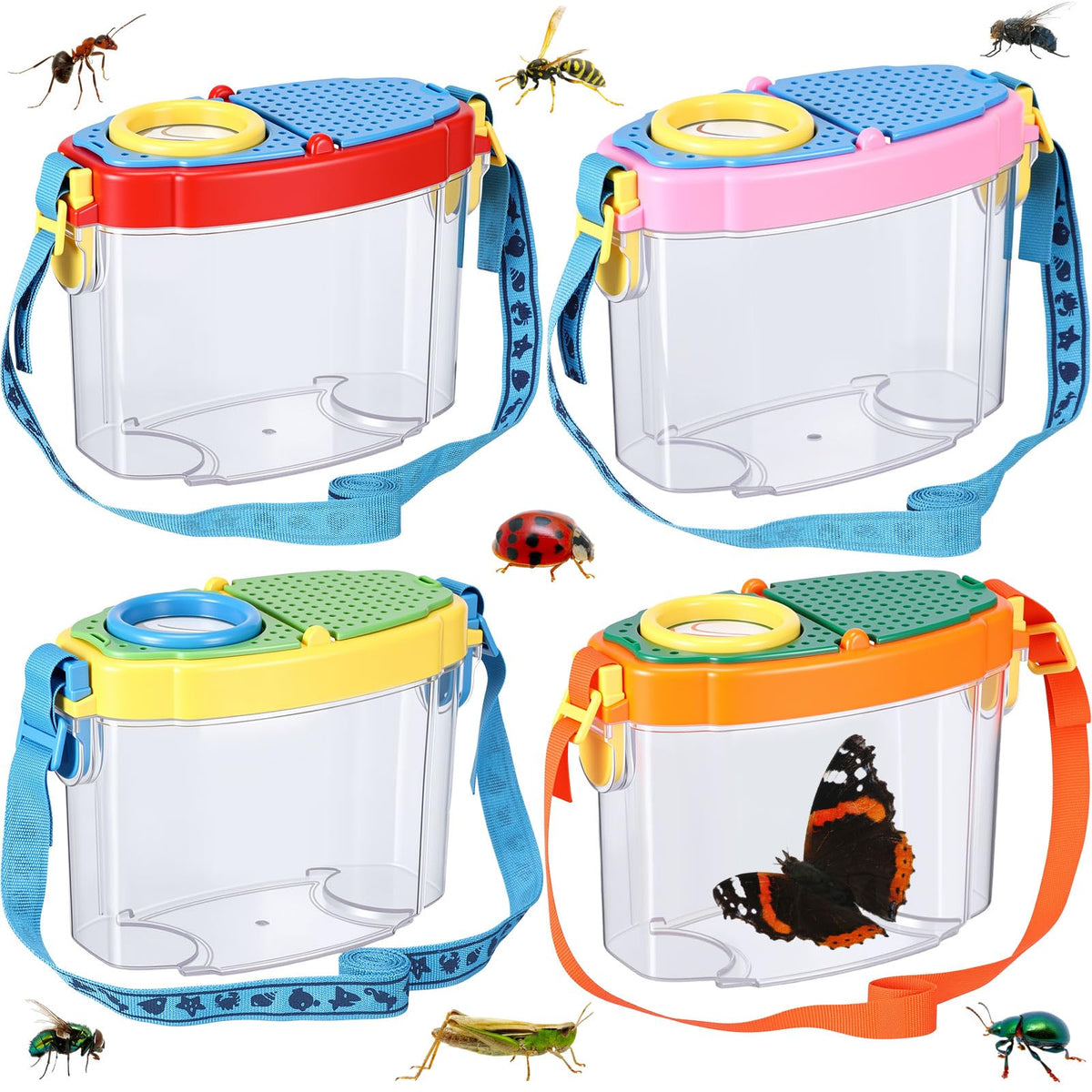 Halloscume bug catcher 4-pack with colorful habitats for kids outdoor exploration.