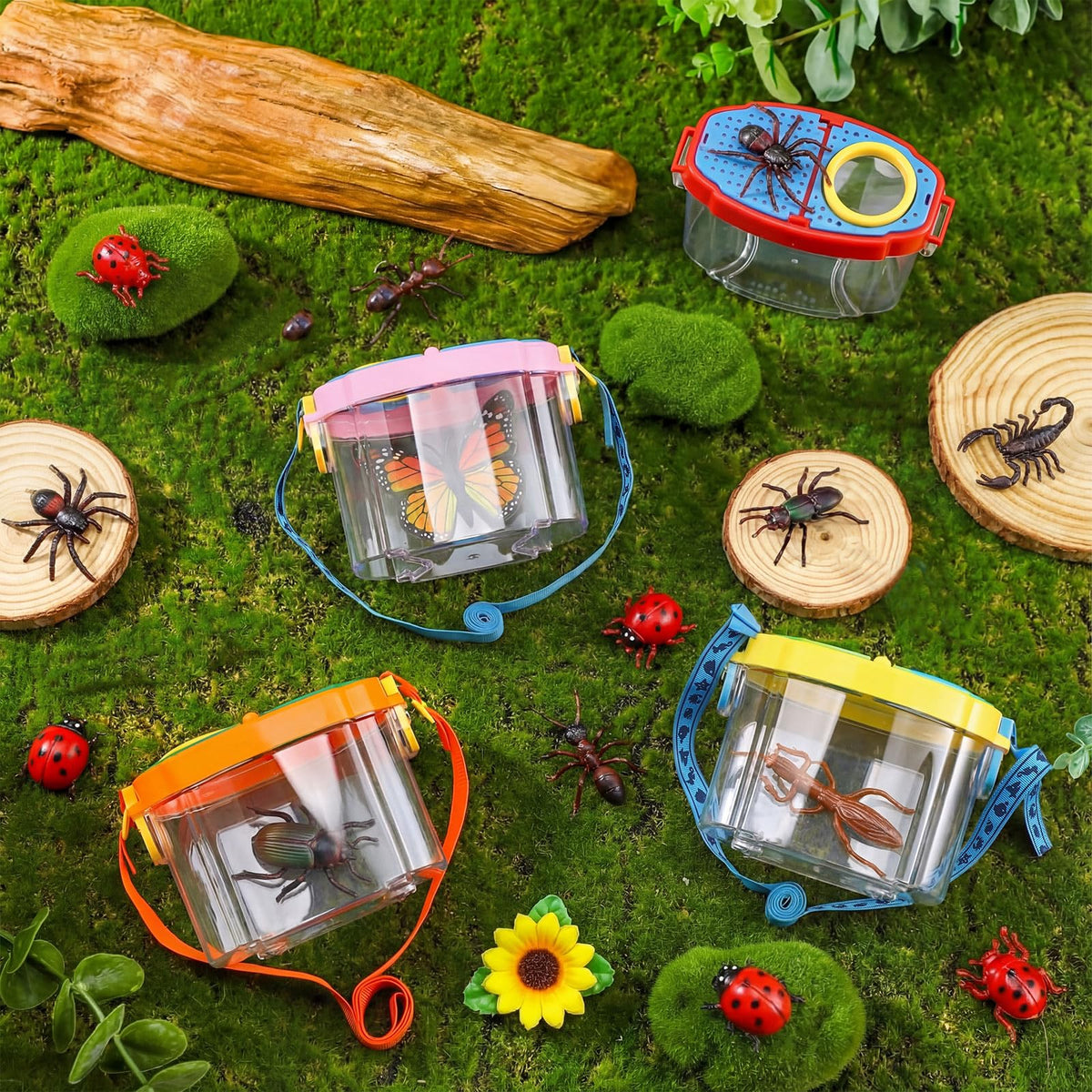 Halloscume bug catcher in four colors promotes group outdoor exploration.