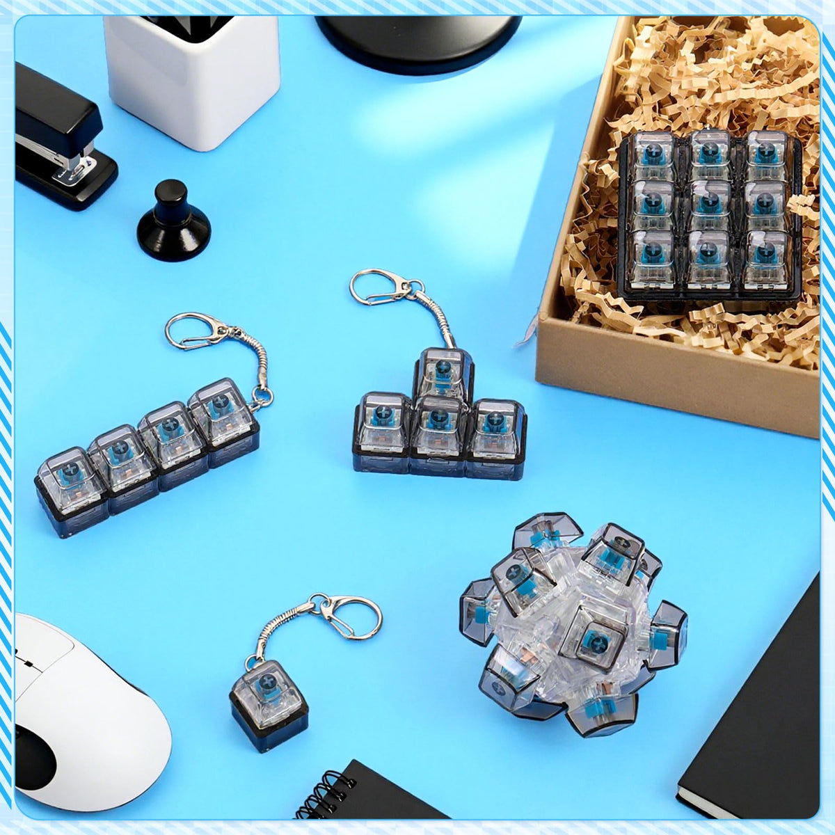Halloscume crisp clicker battery-free fidget offering tactile feedback.