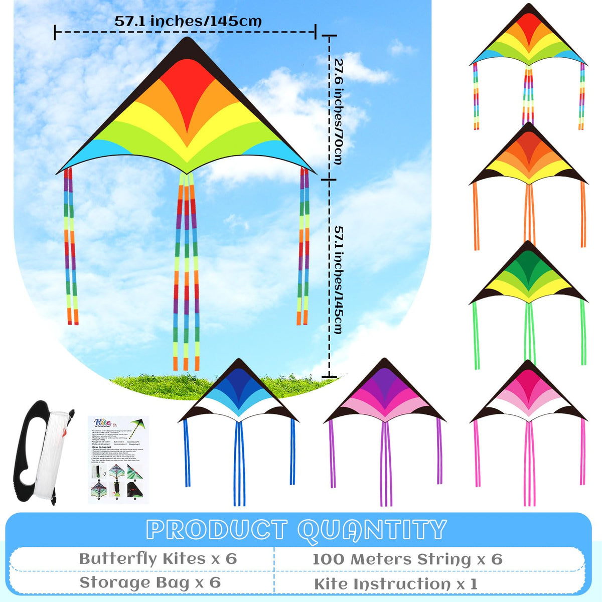 Halloscume delta kite with 57-inch span for stable, visible flights.