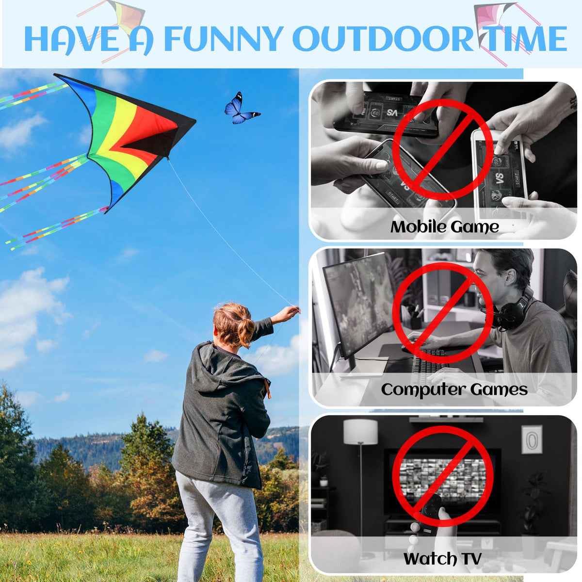 Halloscume delta kite in rainbow colors high in the sky for vivid scenery.