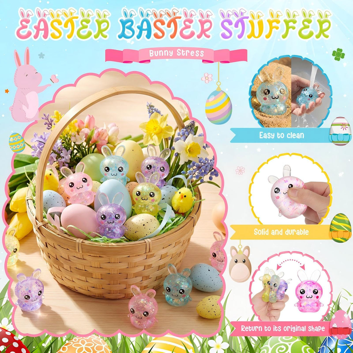 Halloscume Easter bunny stress ball pink for soothing sensory play