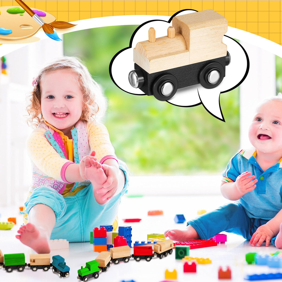 Halloscume educational DIY train toy encourages creativity and problem solving.