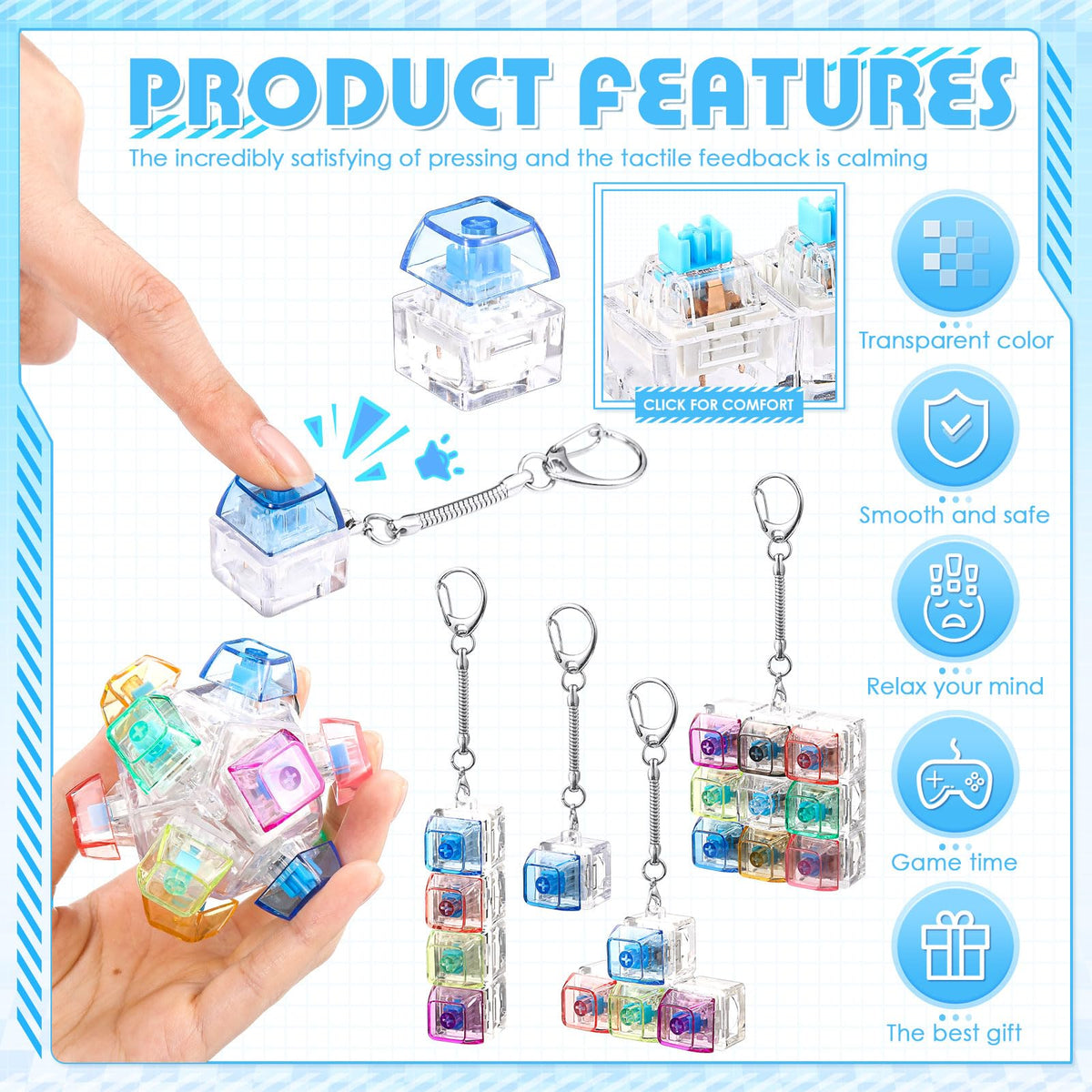 Halloscume keychain with lanyard keeps fidget close for stress relief