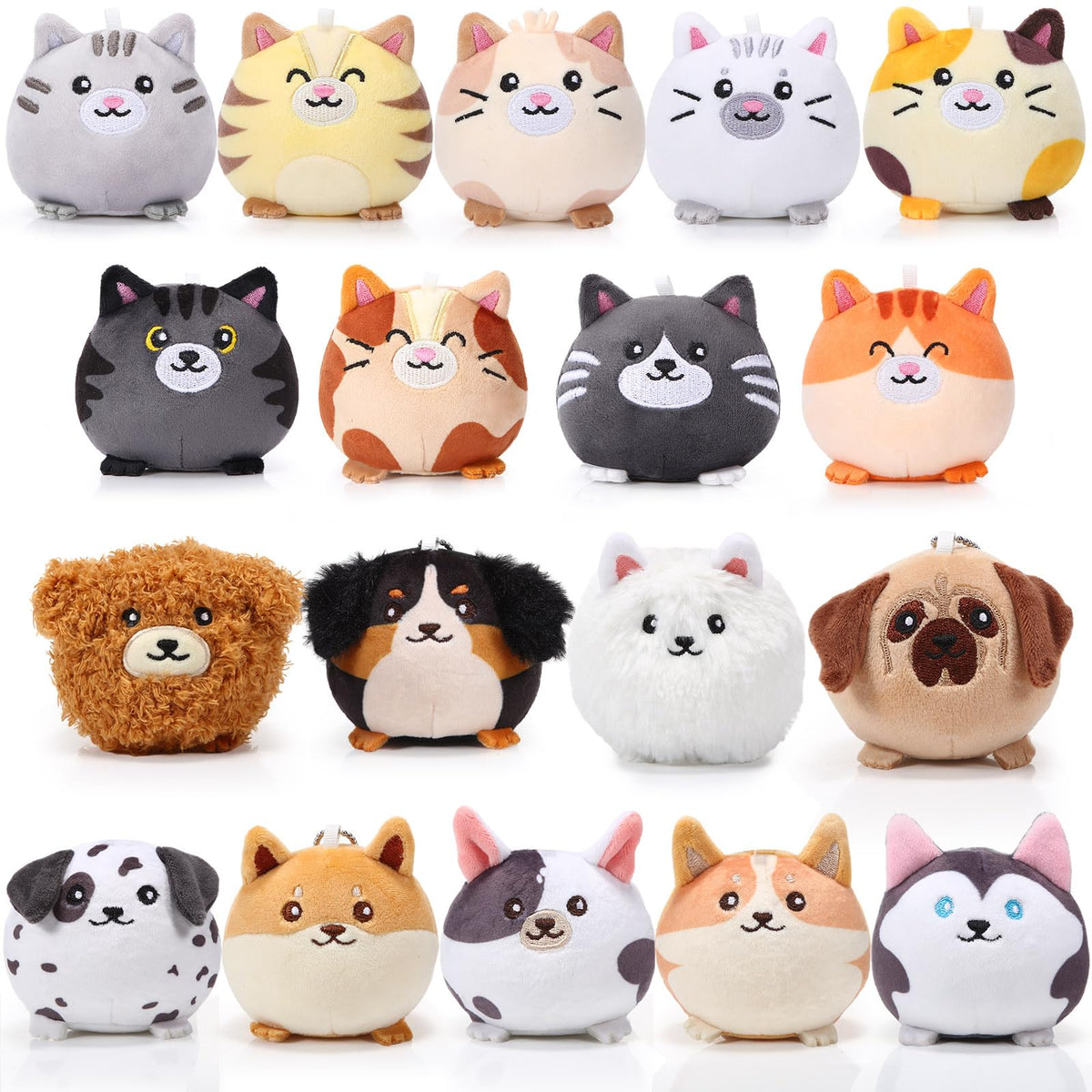 Halloscume mini plush puppies and kittens on a keychain, perfect travel companions.