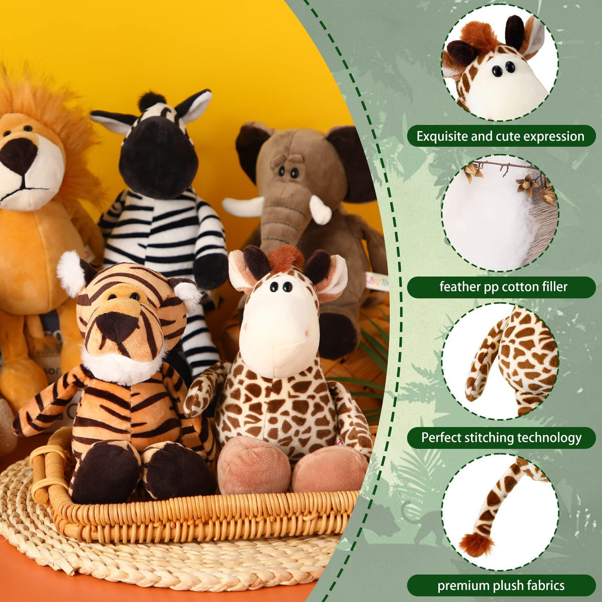 Halloscume safari giraffe stuffed animal for decorative shelves and safari-themed activities.