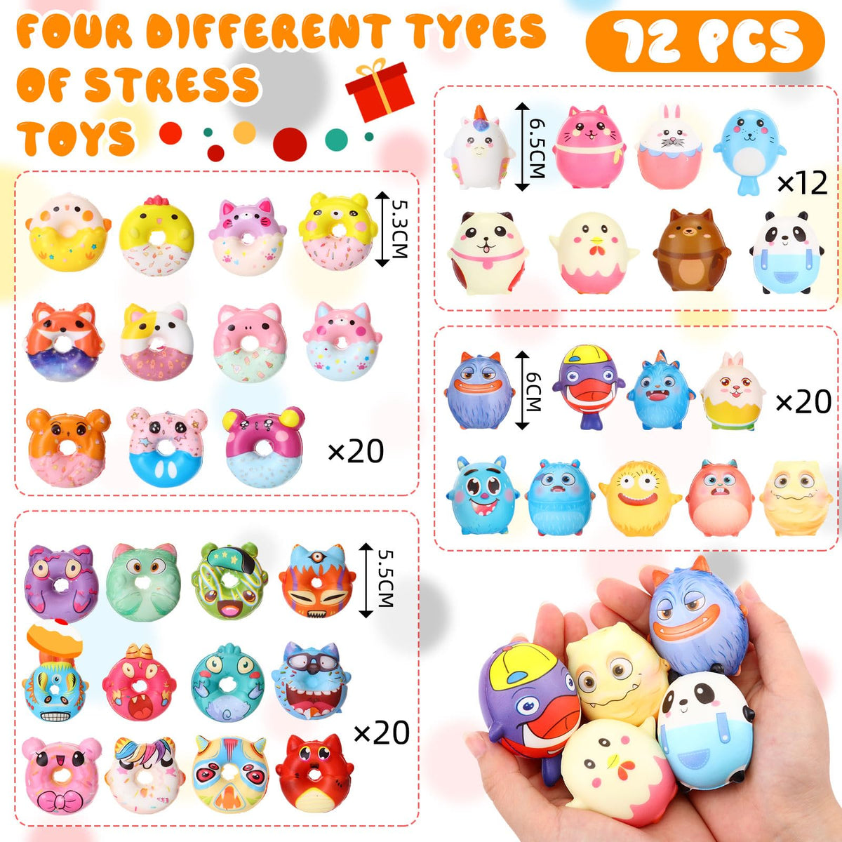 Halloscume soft PU foam animal stress balls for tactile sensory play.
