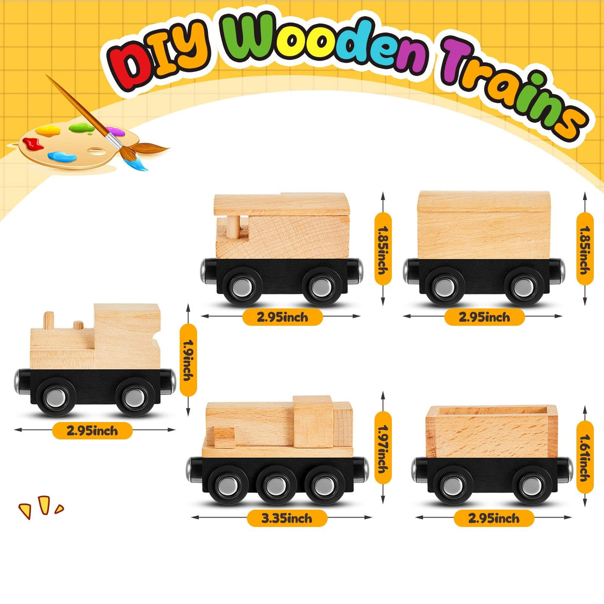 Halloscume wooden train cars connect magnetically for smooth, interactive train building.