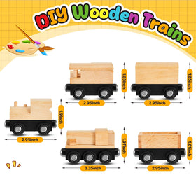 Halloscume wooden train cars connect magnetically for smooth, interactive train building.