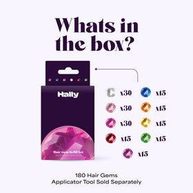 Hally Hair Gems application step demonstrating easy gem placement