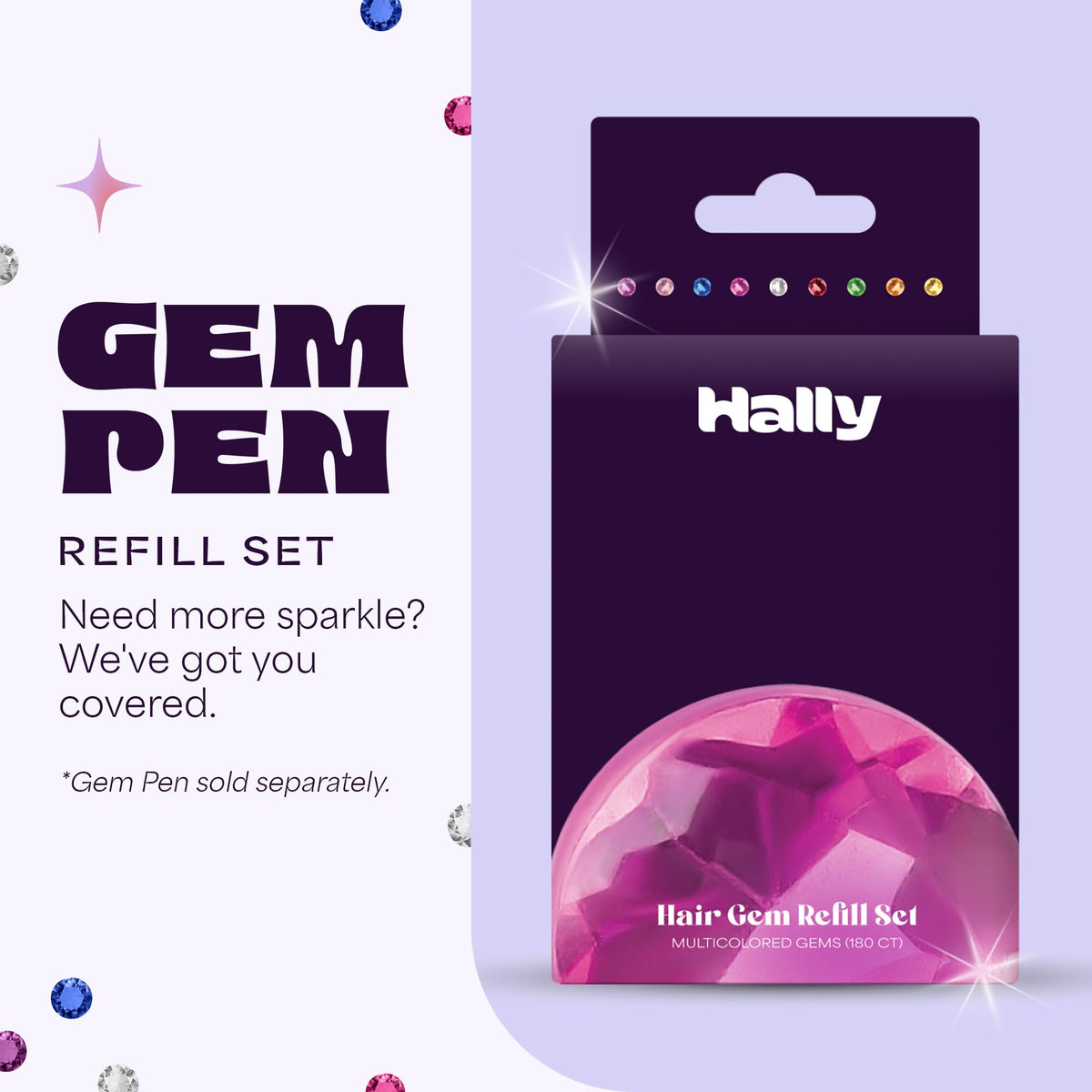 Close-up of Hally Hair Gems multicolor stickers for creative styling