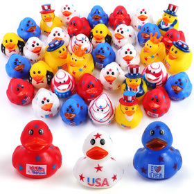 Halovin 36-piece patriotic rubber ducks pack for festive baths and party favors.