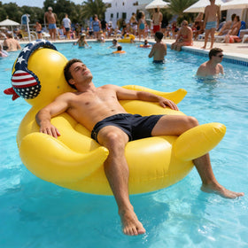 Halovin giant 55-inch duck pool float in action
