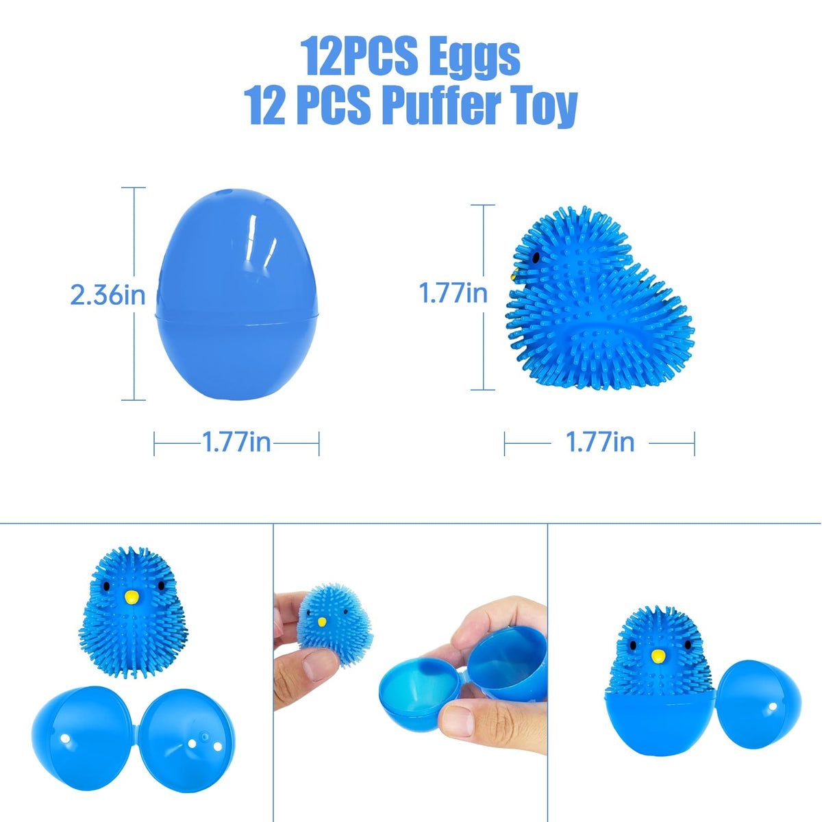 Halystar 12-pack pre-filled eggs with LED puffer chicks for quick setup.