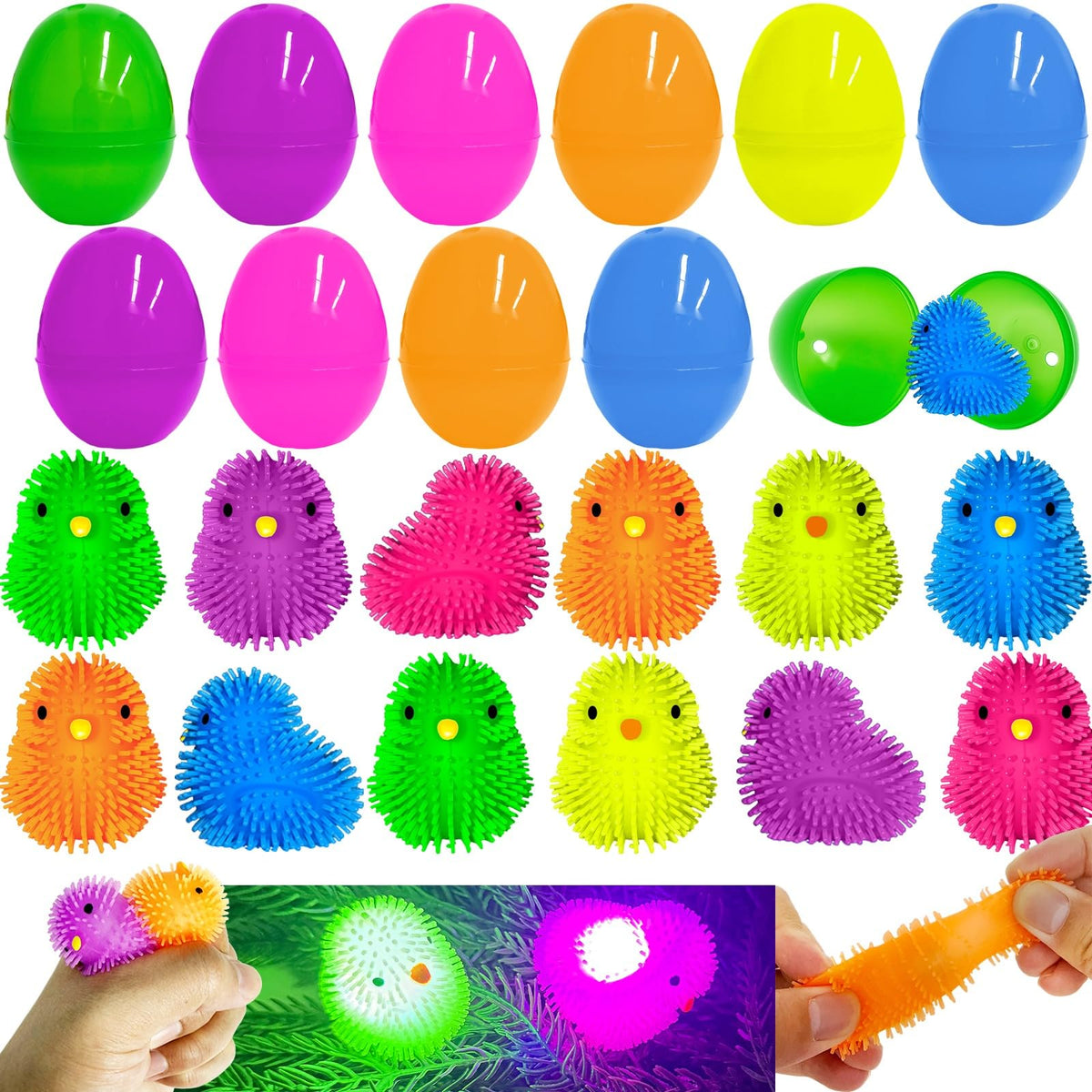 Halystar Easter eggs light-up chicks for nighttime egg hunts and playful excitement.
