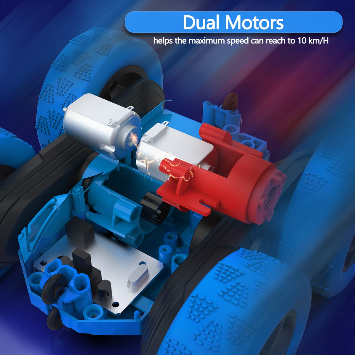 Hamdol Blue Thunder RC car side action highlights spins and flips