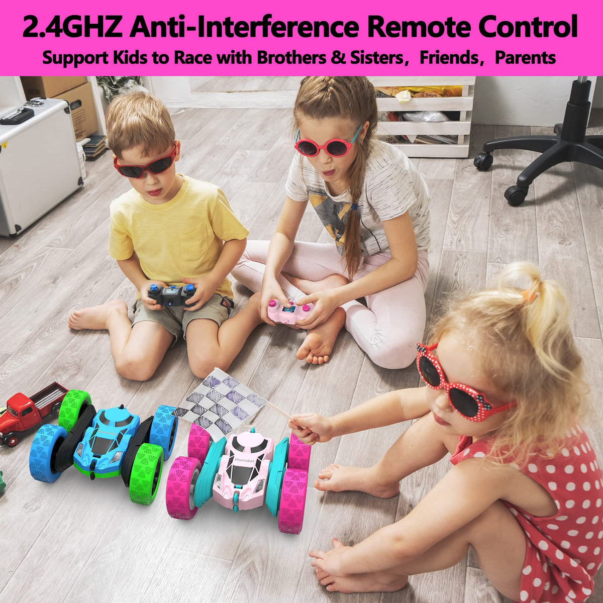 Hamdol Pink Star Edition RC car 2.4GHz controller enables stable multi car play.