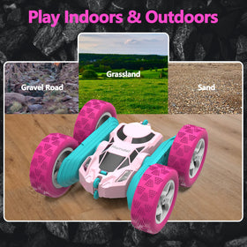 Hamdol Pink Star Edition RC car with durable tires handles all surfaces.