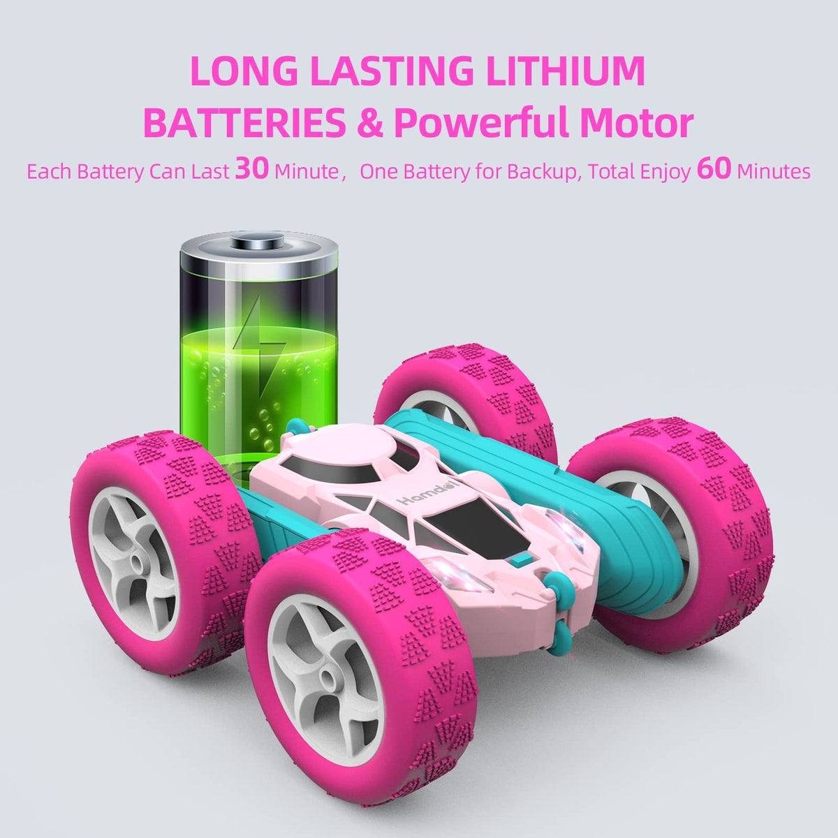 Hamdol Pink Star Edition RC car rechargeable battery for extended fun.