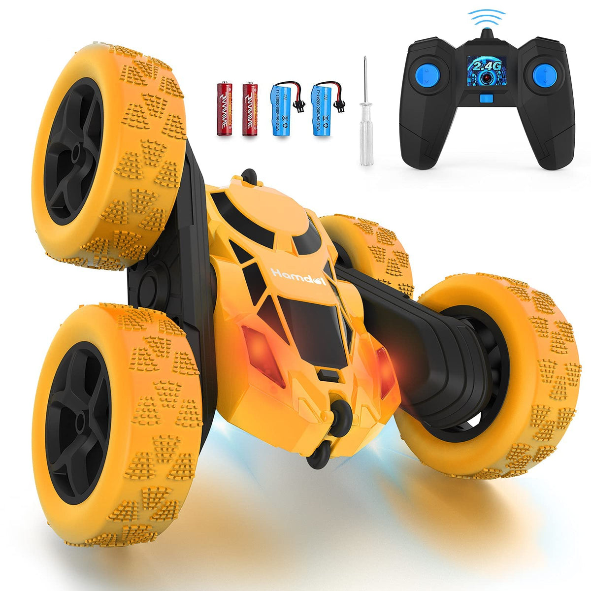 Hamdol Sunny Dash front view shows a bright, fast RC car ready for action