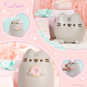 Hamee Pusheen 6.3-inch jumbo squishy highlighting extended squish.