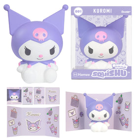 Hamee SquiSHU Buddy Hello Kitty Kuromi front view, ideal display piece for collectors.