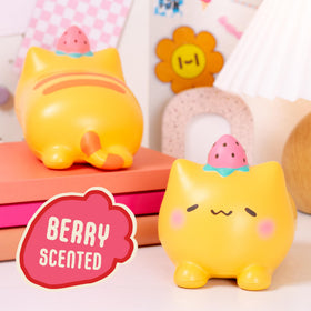 Hamee SquiSHU squishy on a shelf as a cute gift for cat lovers.