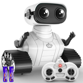 Hamourd Emo robot with LED eyes lighting up for engaging playtime.
