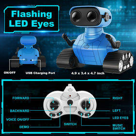 Hamourd remote-controlled robot for kids five and up to learn simple controls.