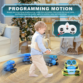 Hamourd robot LED eyes in multi-mode lighting enhance play visuals.