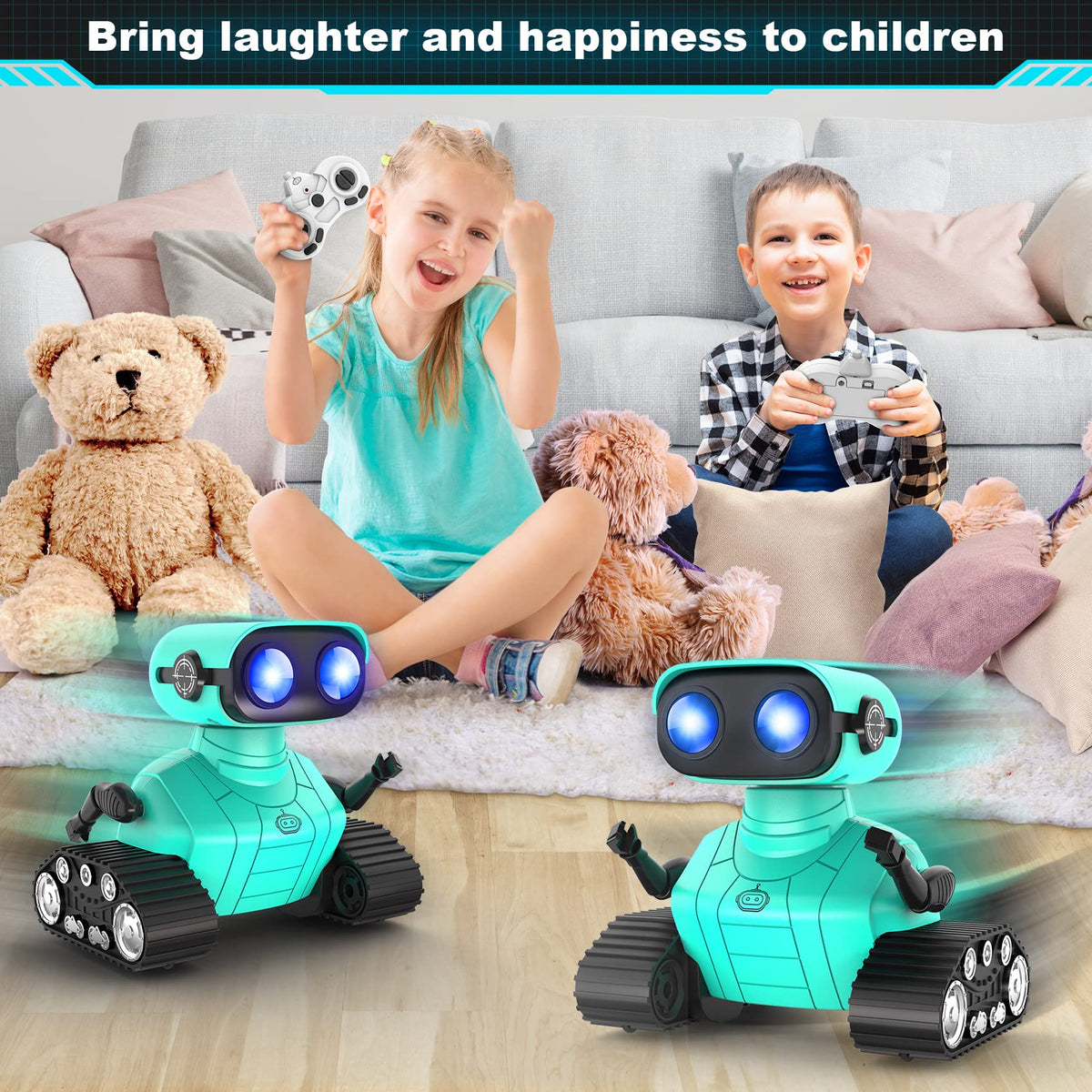 Dancing moves and bright lights captivate kids during playtime.