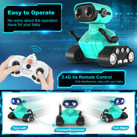 2.4 GHz remote control provides responsive operation with multiple robots.