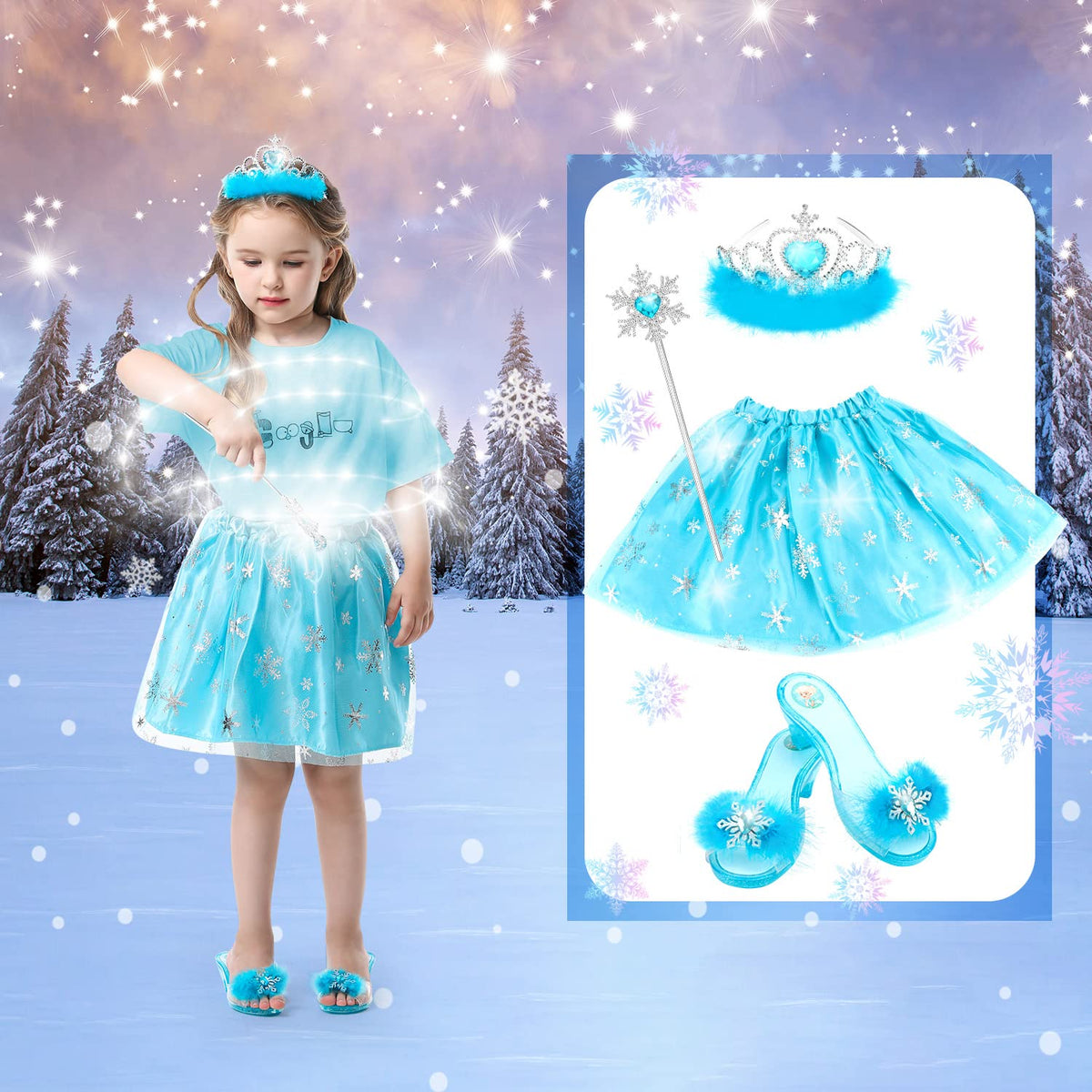HAMSILY unicorn rainbow skirts pair with shoes for coordinated dress-up outfits.