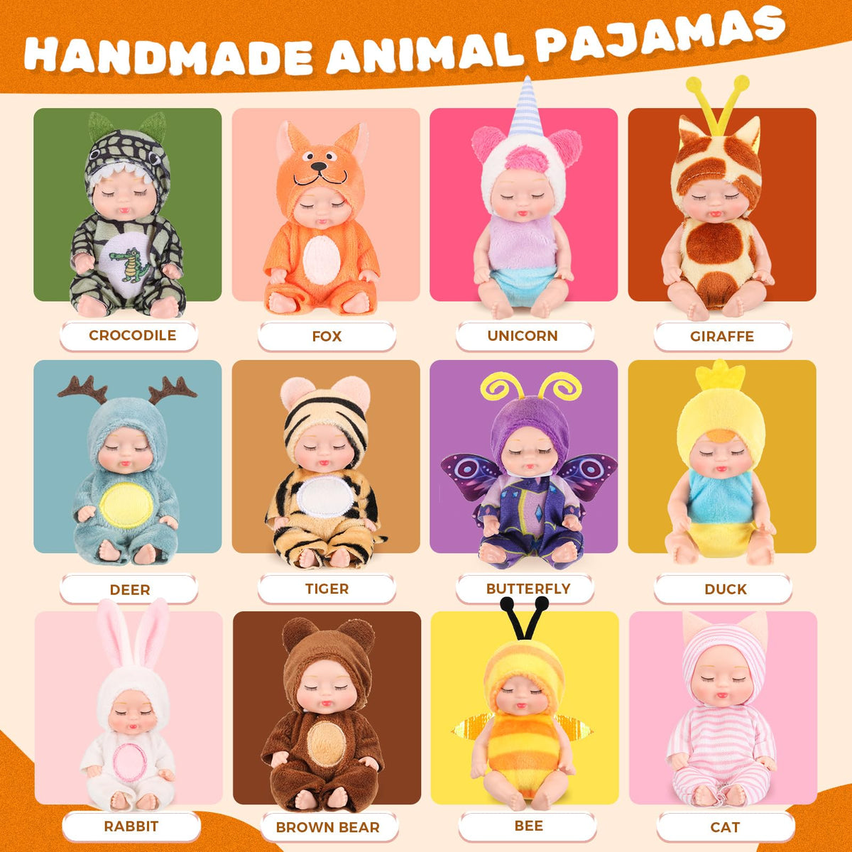 Hanaive 4-inch dolls with diverse animal costumes for varied play scenarios.