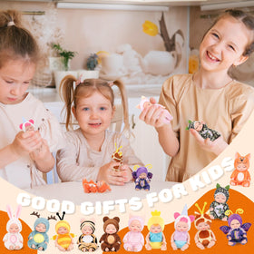 Hanaive animal-costume dolls brighten desks, shelves, and play corners.