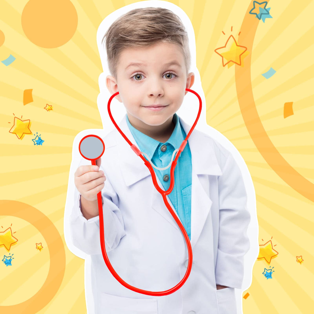 Hanaive stethoscope toy blue variant enhances nurse costume play and storytelling.
