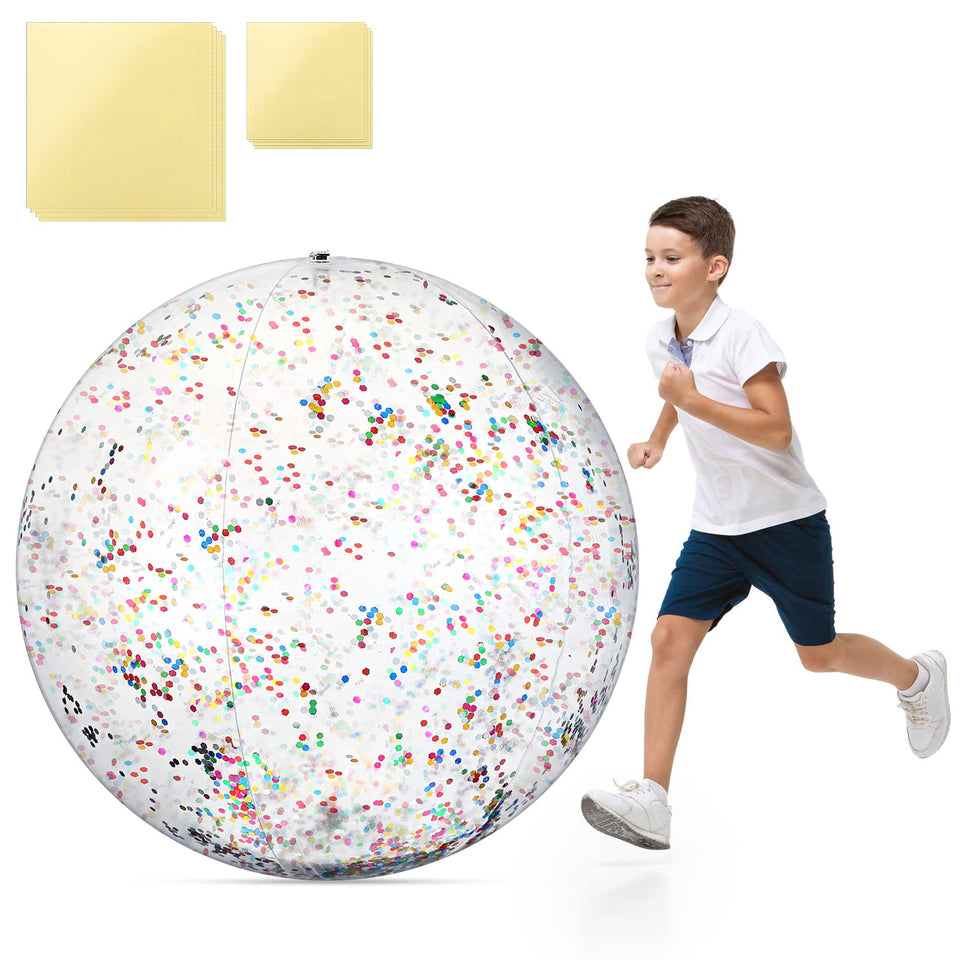 Hanaive 60-inch giant beach ball with glitter for family seaside fun