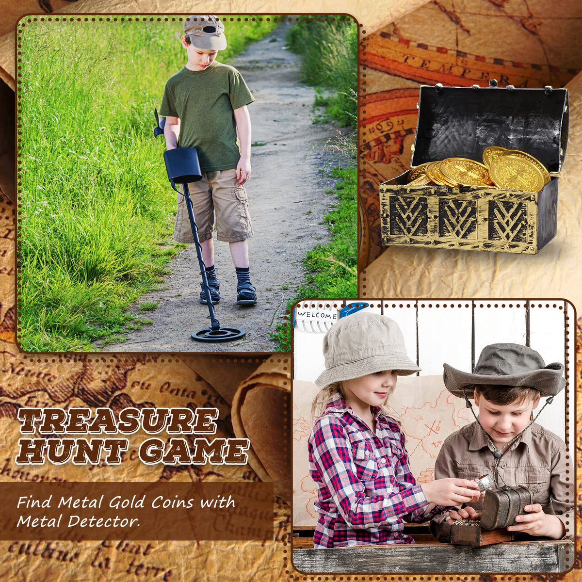 Hanaive coins in treasure chest shot, great for kids play and imaginative storytelling.