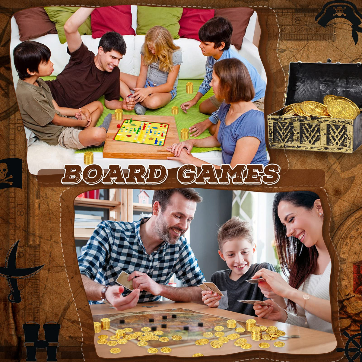 Hanaive coins demonstration with kids, ideal for pretend pirate adventures.