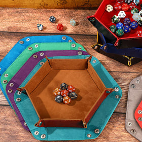 Hanaive dice tray black foldable hexagon, sturdy case for bar games and home play.
