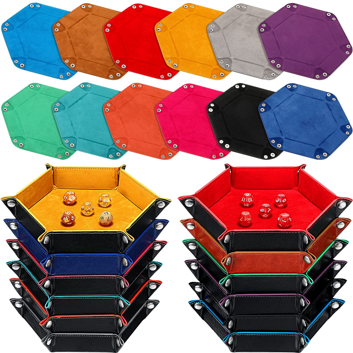Hanaive dice tray red foldable hexagon, protect dice and surfaces during RPG sessions.