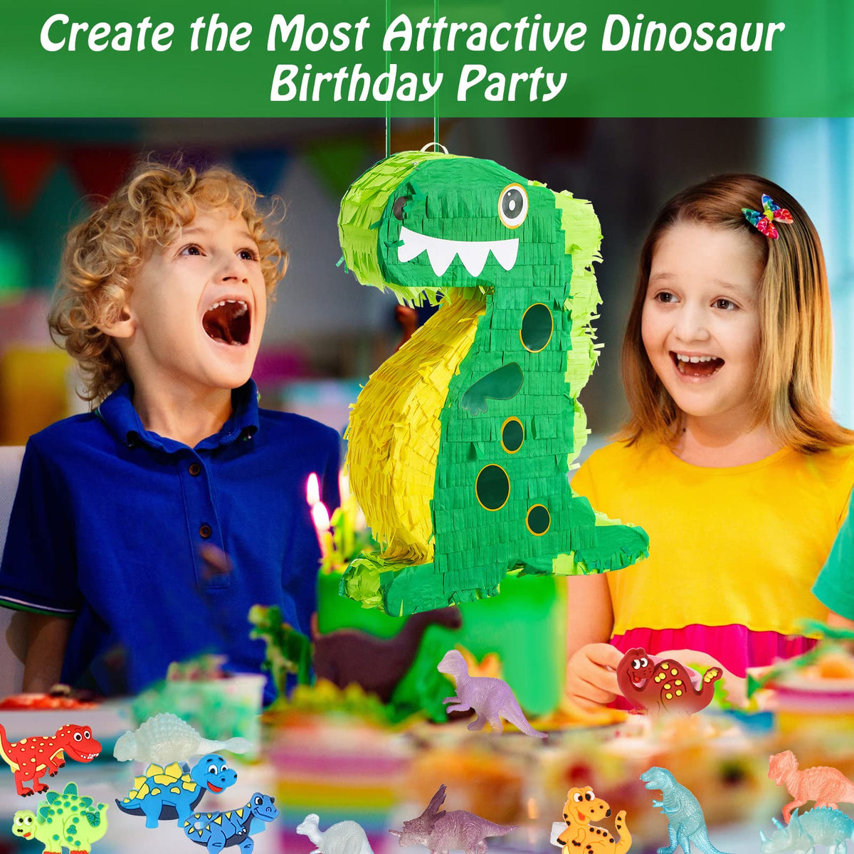 Hanaive dinosaur rings as colorful party favors or prizes.